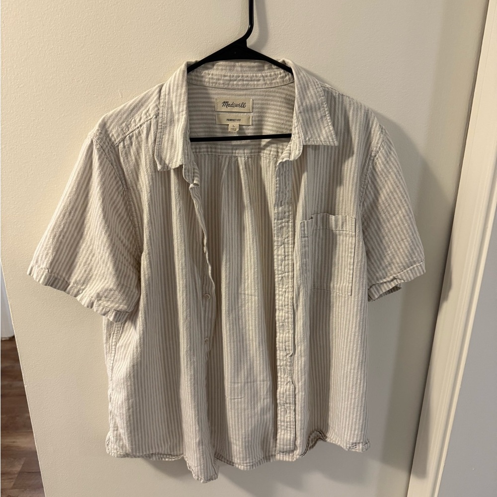 Madewell White Striped Marshall Shirt